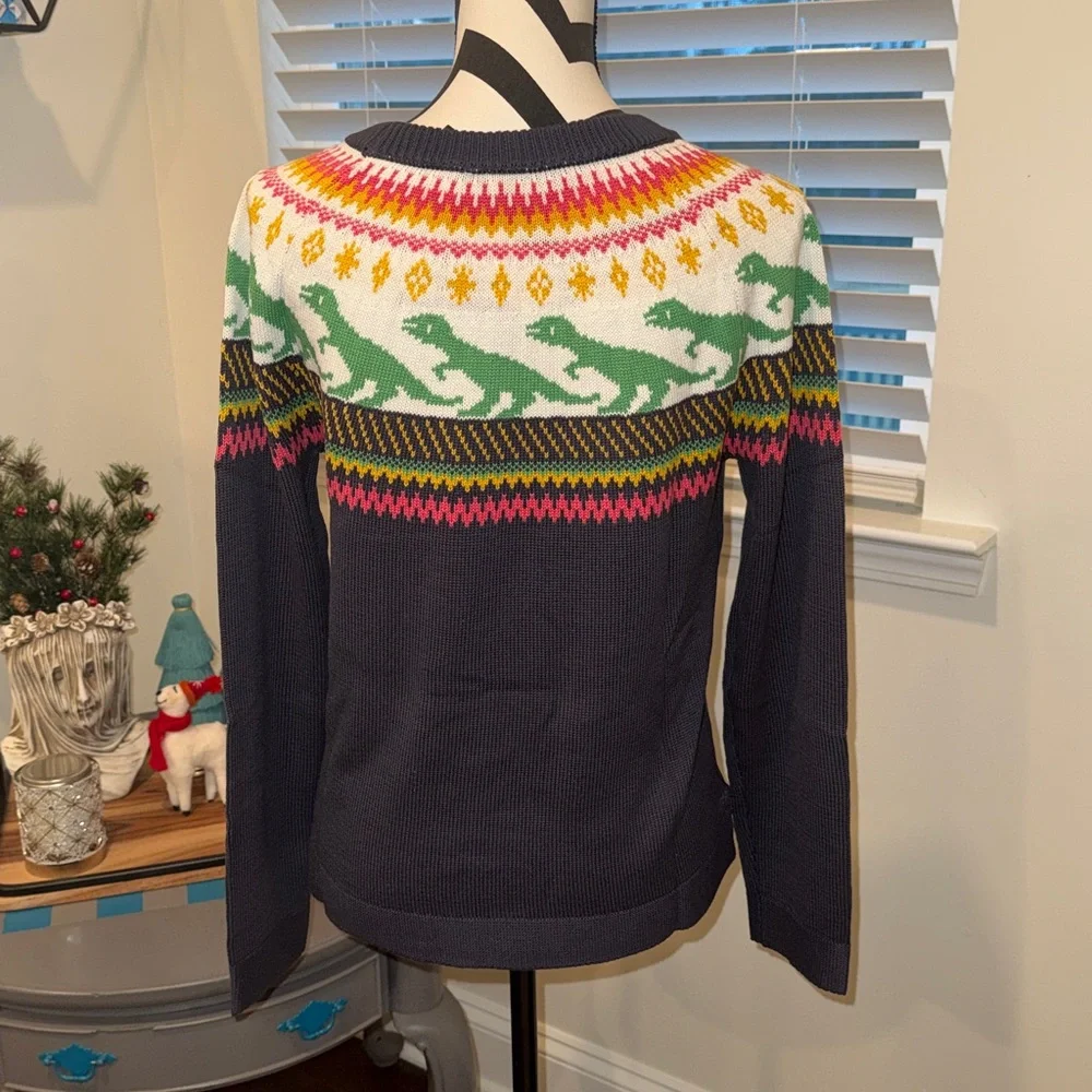 Modcloth Retro Charm Raglan Dinosaur Fair Isle Sweater - Picture 7 of 12